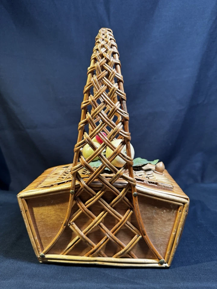 Bolso de Mano Vintage Años 50 Hecho a Mano Mimbre Paja Cartera Fruta Mediados de Siglo Hecho en España Foto 4 de 4