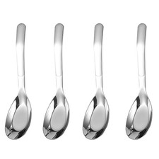 4 PCS Asian Chinese Soup Spoons Thick Heavy Stainless Steel Flat Square