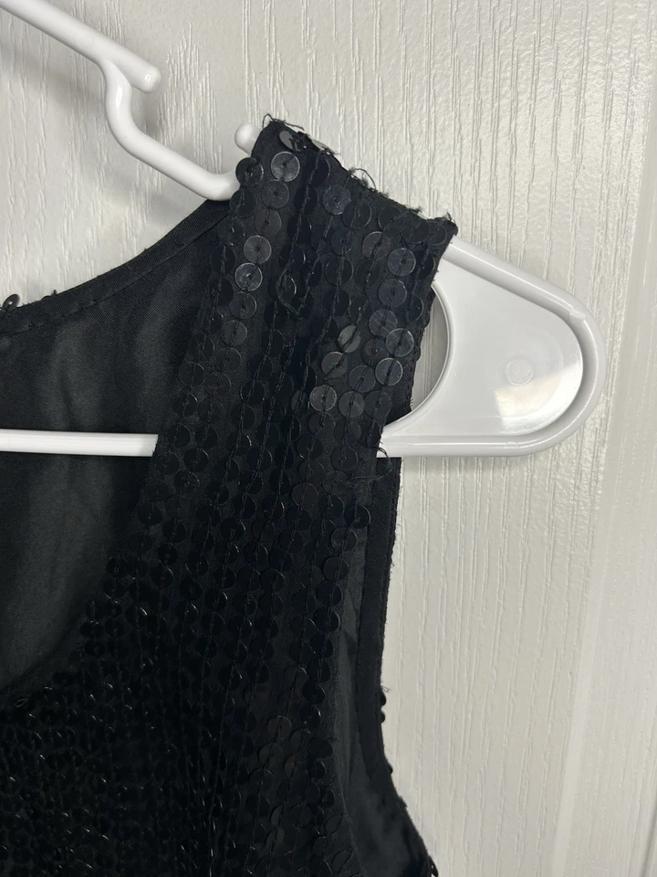 Vestido Dressbarn Talla 10 Negro Lentejuelas Seda Cóctel Fiesta Foto 4 de 4