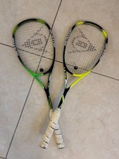 Dunlop Ultimate and Elite squash rackets with signature of El as and Gr g