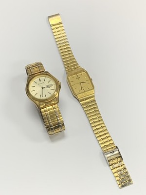 Vintage Pulsar Quartz Mens Watch Lot of 2 Gold Toned V733-X064