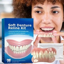 Denture Silicone Kit, 1 Set Upper and Lower Veneers Teeth for Women Men