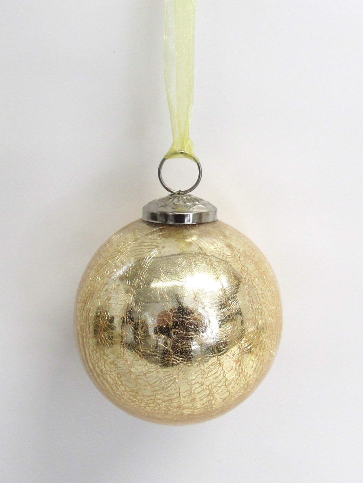 Vintage Kugel Style Mercury Crackle Glass Christmas Ornament - VGUC