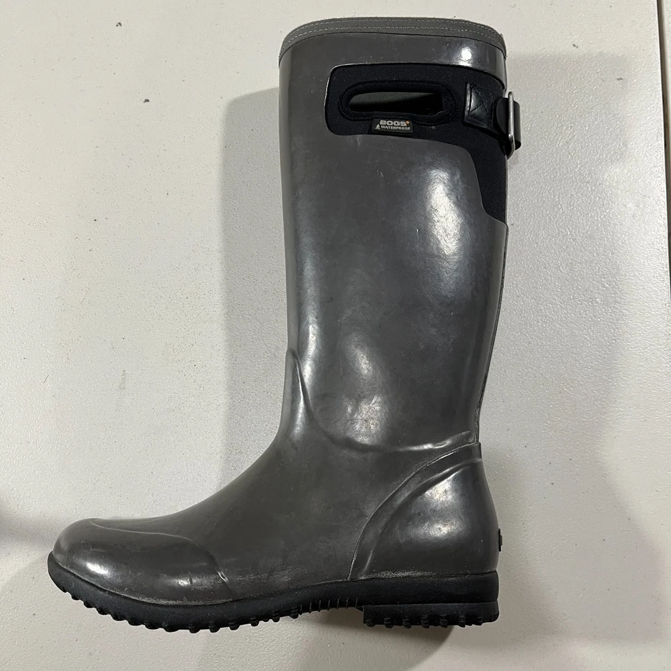 Botas de goma Bogs Tacoma altas para mujer 9 grises Pull On Neo Tech impermeables al aire libre Foto 2 de 4