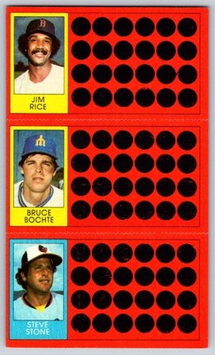 Jim Rice / Bruce Bochte / Steve Stone 1981 Topps Scratch-Offs 13 / 30 / 49