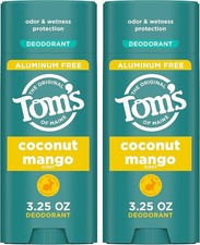 Tom's of Maine Aluminium Free Deodorant Stick, Coconut Mango, 3.25oz PACK OF 2