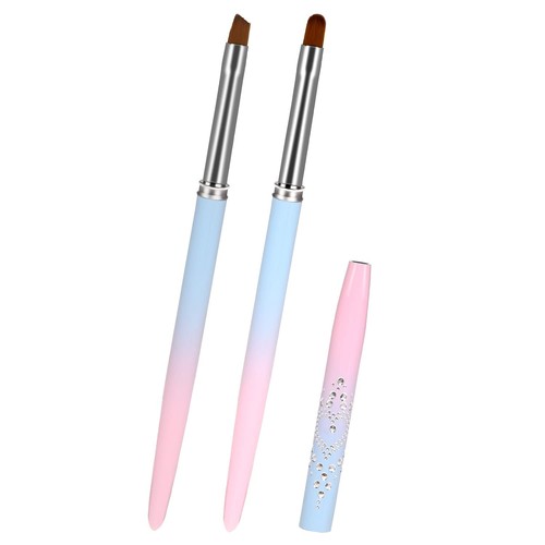 Nail Art Clean Up Brush, 2pcs Round & Angled Brushes for Professional Nail Pa...