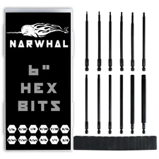 6" Long Allen Hex Bit Set 12 Pack of Drill Bits with Case 6 Inch Allen Key He...