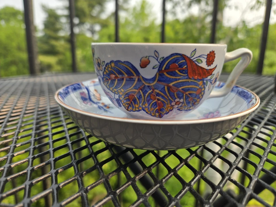 Antique Spode Tobacco Leaf Cup And Saucer/berry Bowl Polychrome - Image 3 of 4
