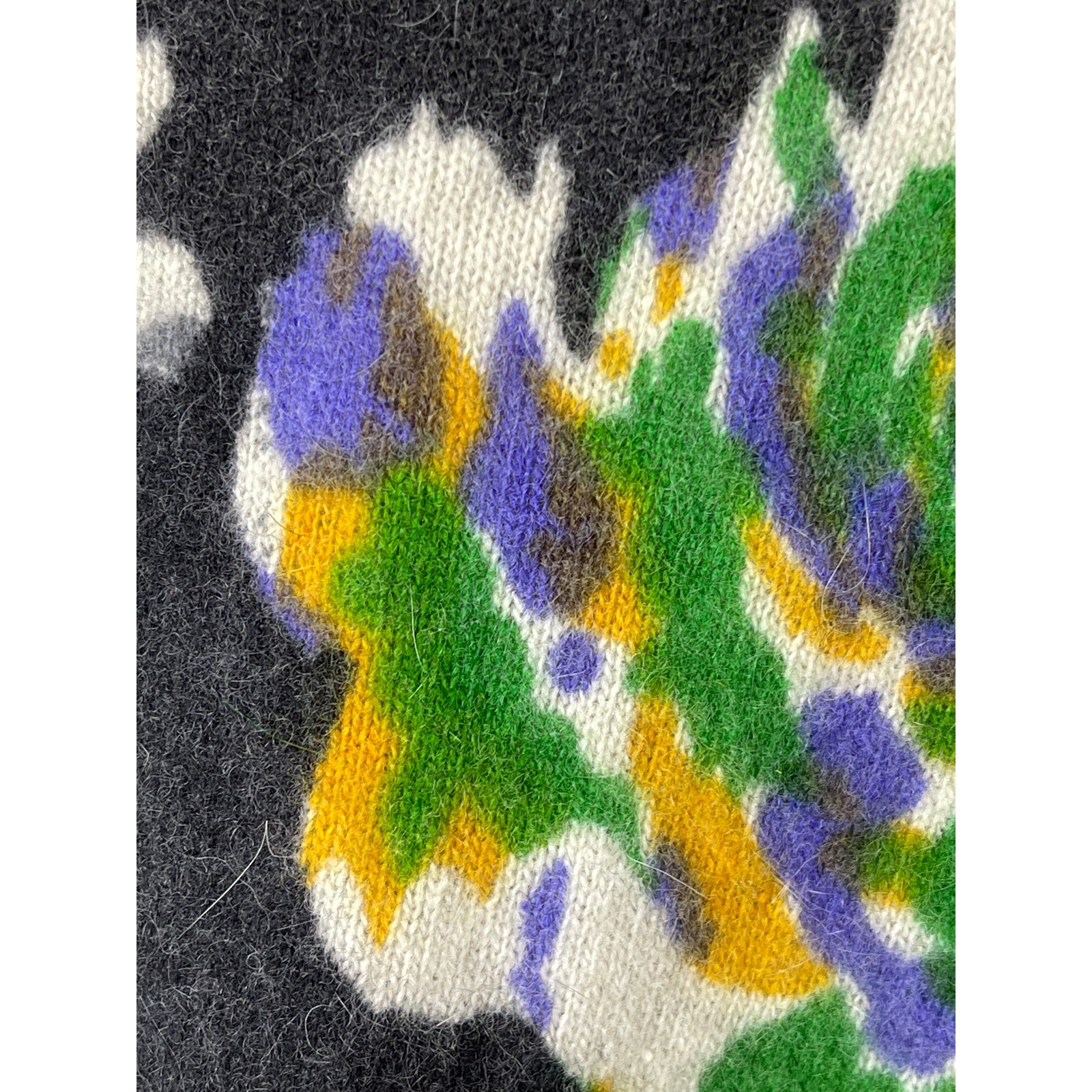 Vtg Spree Lambswool Angora Blend Gray Floral Sweater Women's Size S