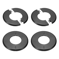 115x51mm Wall Split Flange 4Pcs Round Escutcheon Plate Cover Black