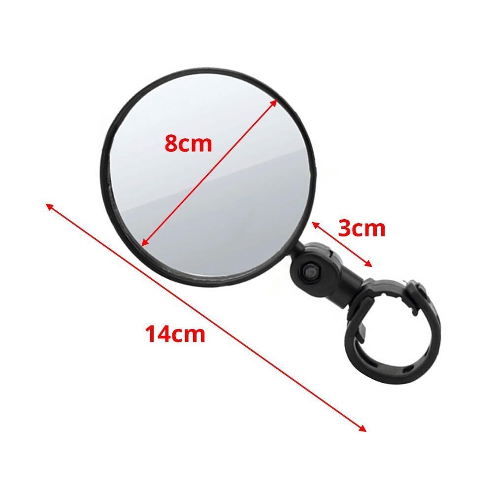 Ebike MTB Road Bike Rearview Mirror Bicycle Rear View Mirrors 360° Convex Side