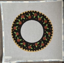 Handpainted Needlepoint Canvas M.Shirley Fall Wreath Read Description
