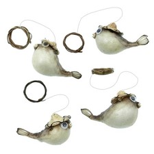 Petits poissons perroquets diodon naturalisés à suspendre - Lot de 4