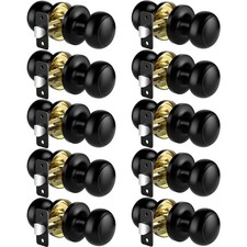 Passage Door Knobs, 10 Pack Matte Black Door Knobs, Hallway Closet Non-Lockin...