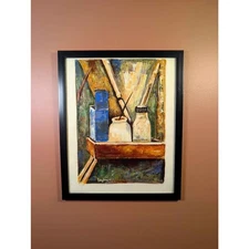 1967 Original Parisian Still Life Oil Painting by Bogdan