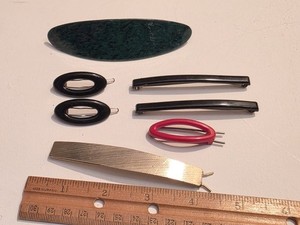 Lot of Vintage Hair Barrettes Bakelite Metal Made In France Plastic