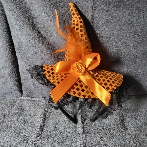 Haarreif Orange Halloween Hut Hexenhut