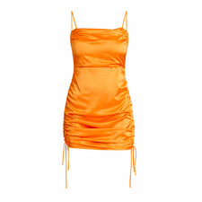 Target Wild Fable Orange Satin Mini Dress Medium Ruched Bodycon Party Outfit