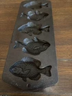 Vtg Lodge 5PP2 Cast Iron  Fish Cornbread Pan Muffin Hushpuppy Mold