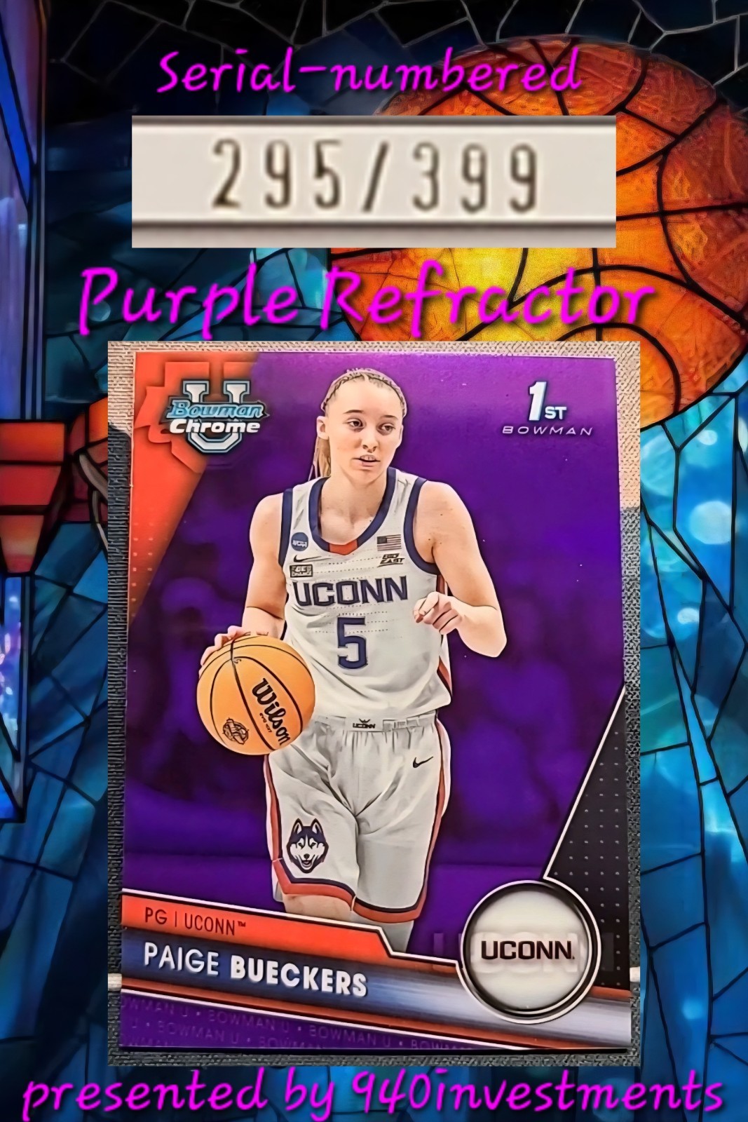 2023-24 Bowman University Chrome Paige Bueckers #90 Purple Refractor /399 Rookie