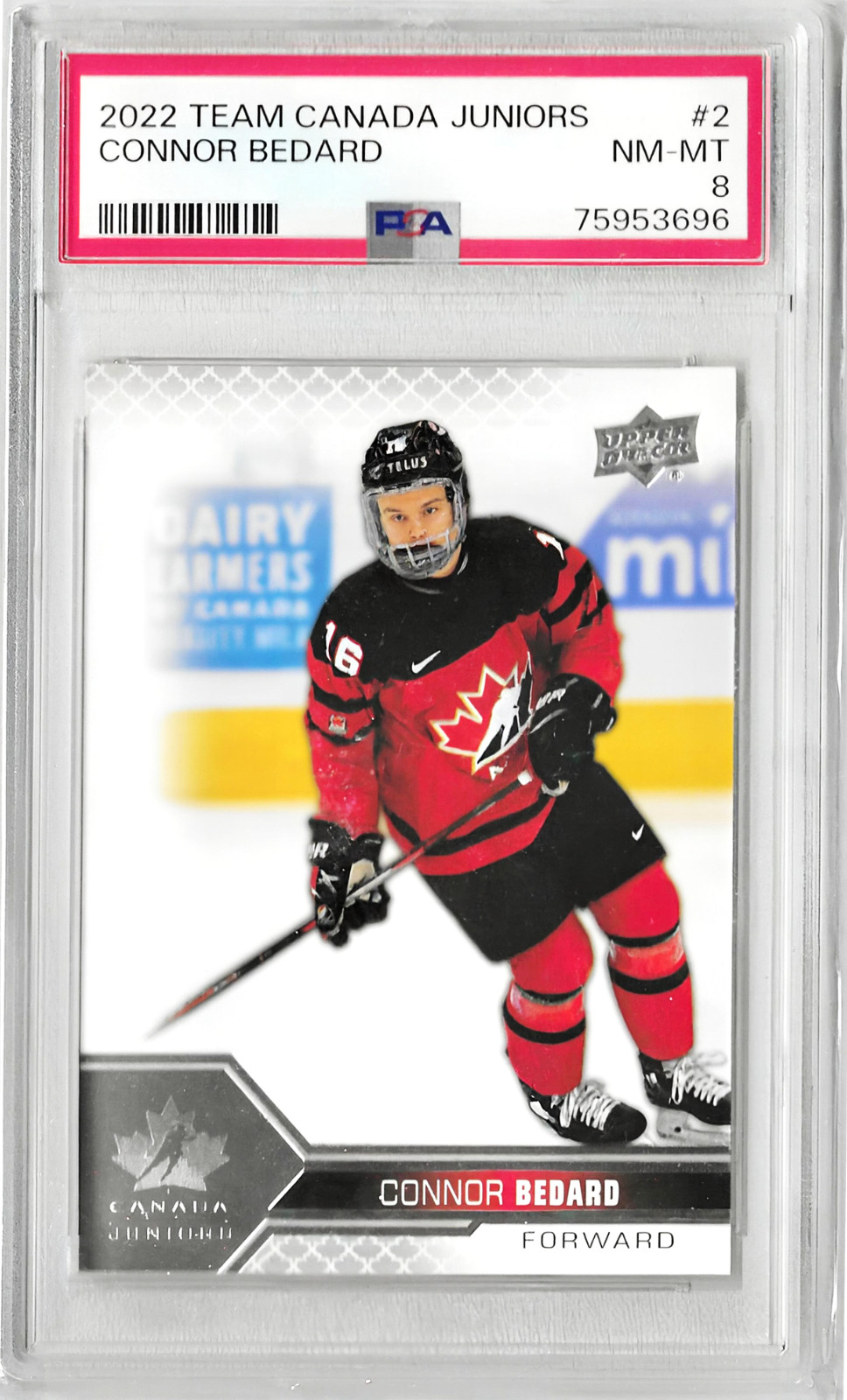 Connor Bedard Upper Deck Team Canada and Pats Cards! 1 card PSA Graded NM-MT 8 view 3