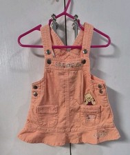 VTG Winnie The Pooh Toddler 12 Months Corduroy Embroidered Orange Overall Dress