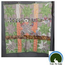 Vtg Handmade Multi Baby Quilt Wall Hanging 36x39 Floral Folksy Patchwork 001