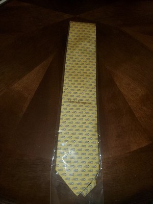 Salvatore Ferragamo 100% Silk Yellow Boat Tie
