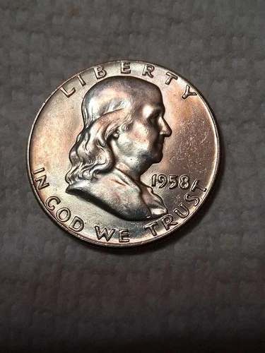 1958 Ben Franklin Half Dollar AU/UNC Condition In My Opinion. #483