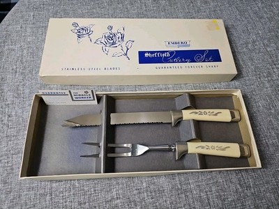 Mid Century modern VTG Emdeko Sheffield England Cutlery Set Forever Sharp Blade