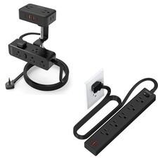 6 Ft Surge Protector Power Strip  Dual Layer Desk Clamp Power Strip with USB...