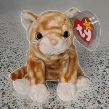 Ty Beanie Baby - AMBER the Tabby Cat (8 Inch) NEW MWMTs Plush Stuffed Animal Toy