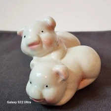 Vintage Ceramic Hugging Pig Figurines Dual Piglet, Kitchy,Farm, Animal Decor