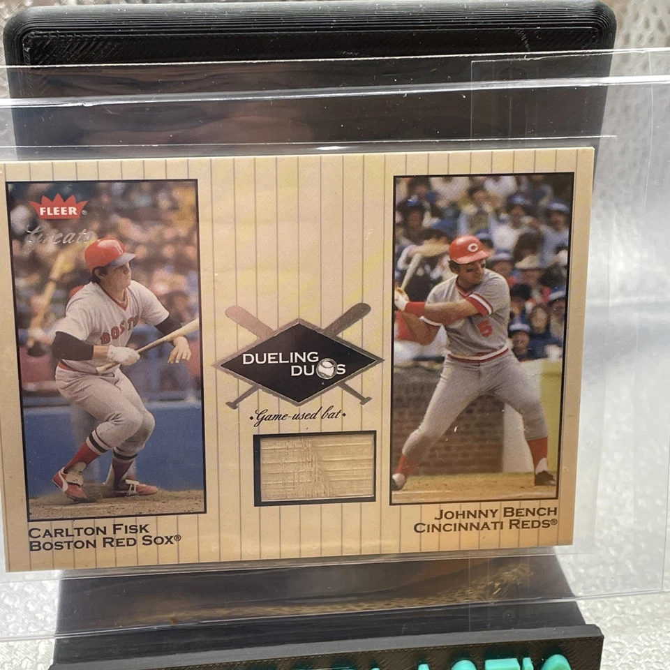 Fleer Greats Dueling Duos 2002 Fisk/Johnny Bench juego usado bate #DD-CF1 B3 Foto 2 de 3