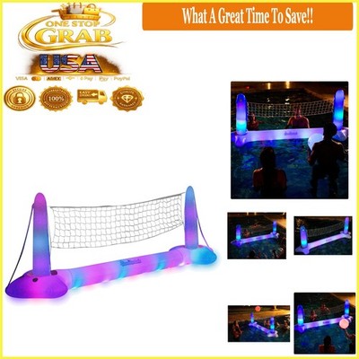 Illuminated Floating LED Volleyball Set for Adults with Jumbo Net and Batteries