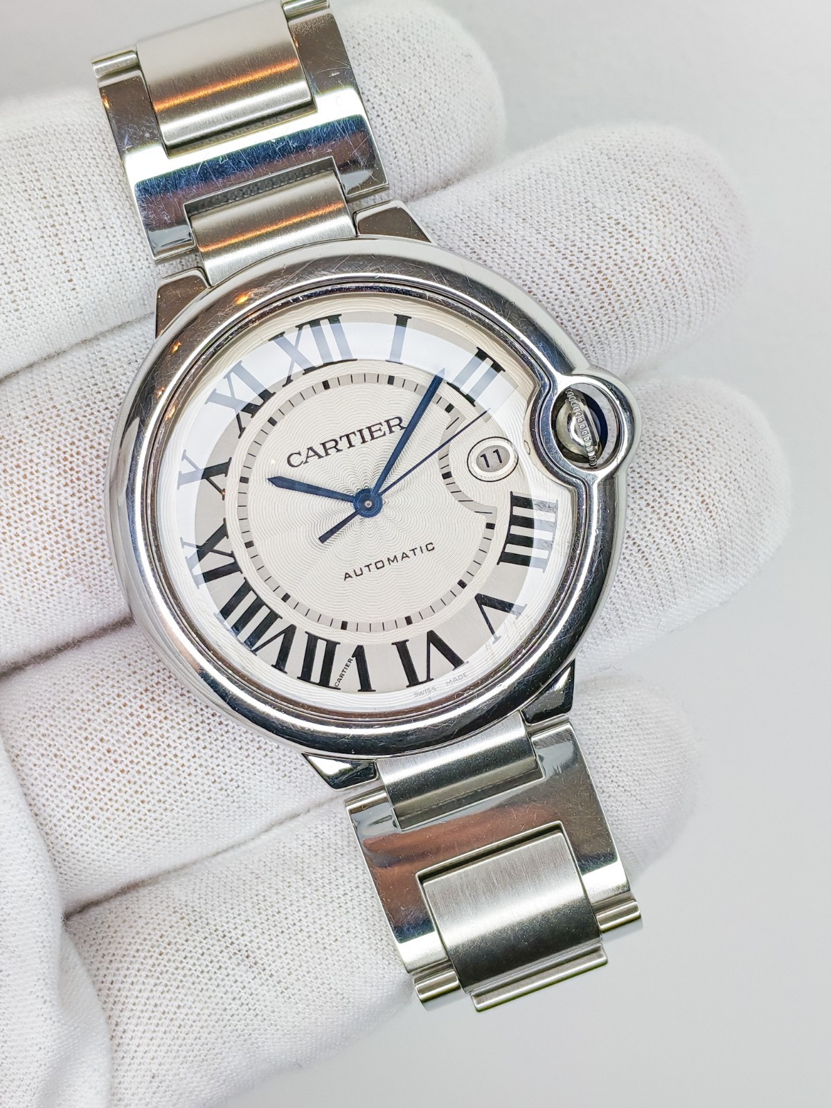 Cartier Ballon Bleu Silver Men's Watch  W69012Z4