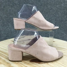 Madden NYC Sandals Womens 9.5 M Lauriee Blush Suede Mule Block Heel Fabric
