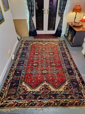 Large Vintage Afgan Red And Blue Rug