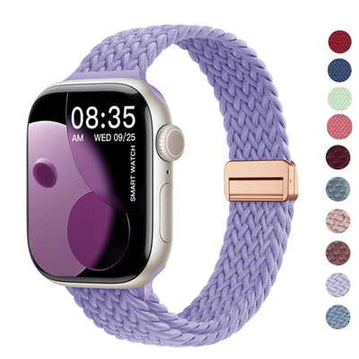 Slim Braided Nylon Band for Apple Watch 11 10 Ultra 49 46 45 44 41 40 38mm Strap