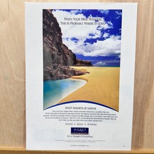 1994 Hyatt Resorts Hawaii Beach Scene Vintage Print Ad Travel Advert Art