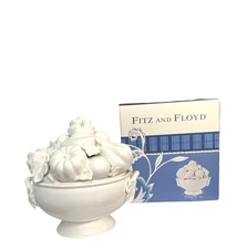 Fitz and Floyd White Tureen Vegetables Thanksgiving Fall NIB 2014 11x10 HTF READ