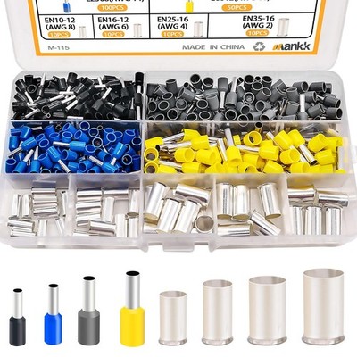 mankk 400PCS Silver Plated Copper Ferrules Wire Ends Terminals Crimp Connecto...