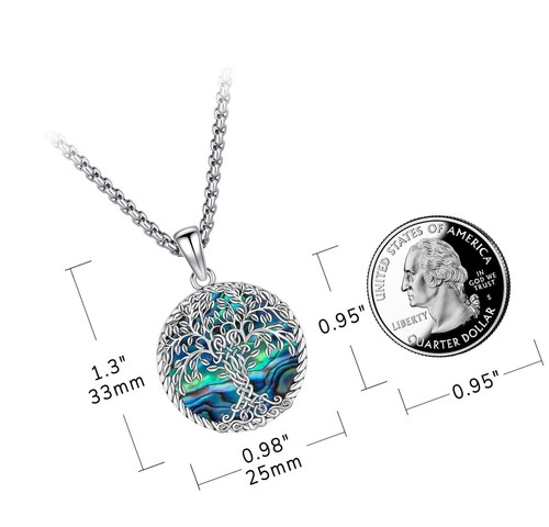 Lebensbaum Halskette für Damen Herren Sterling Silber 925 Baumurne Medaillon - Bild 3 von 8