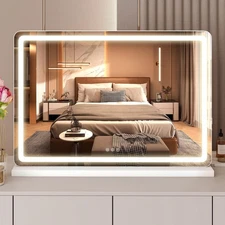 LED Vanity Mirror with Light Dimmable 3 Color Modes Makeup Mirror Aluminum Frame