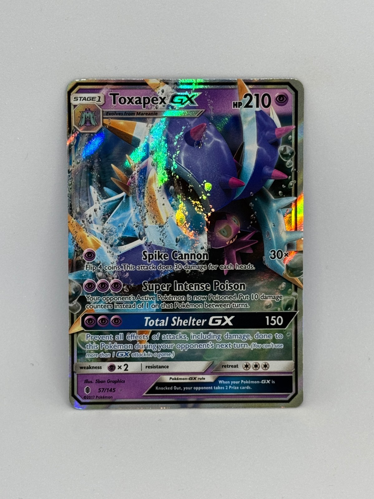 Pokemon Card Toxapex GX 57/145 Guardians Rising HOLO RARE - NM
