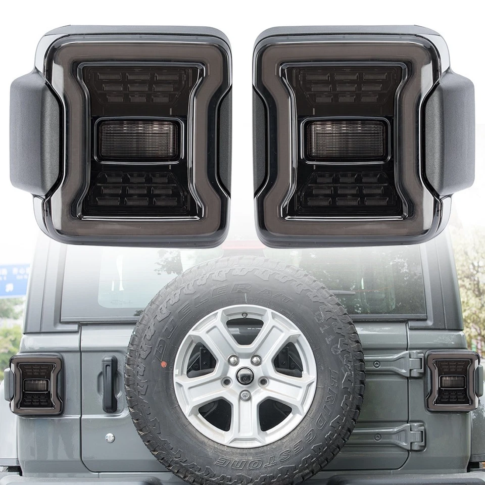 Smoke LED Tail Reverse Turn Signal Lamp Lights for 18-25 Jeep Wrangle 4xe JL/JLU Foto 3 de 4