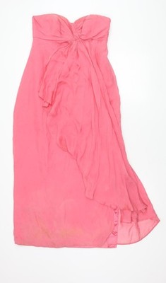 Coast Damen rosa Seide High-Low trägerloses Kleid Größe 12