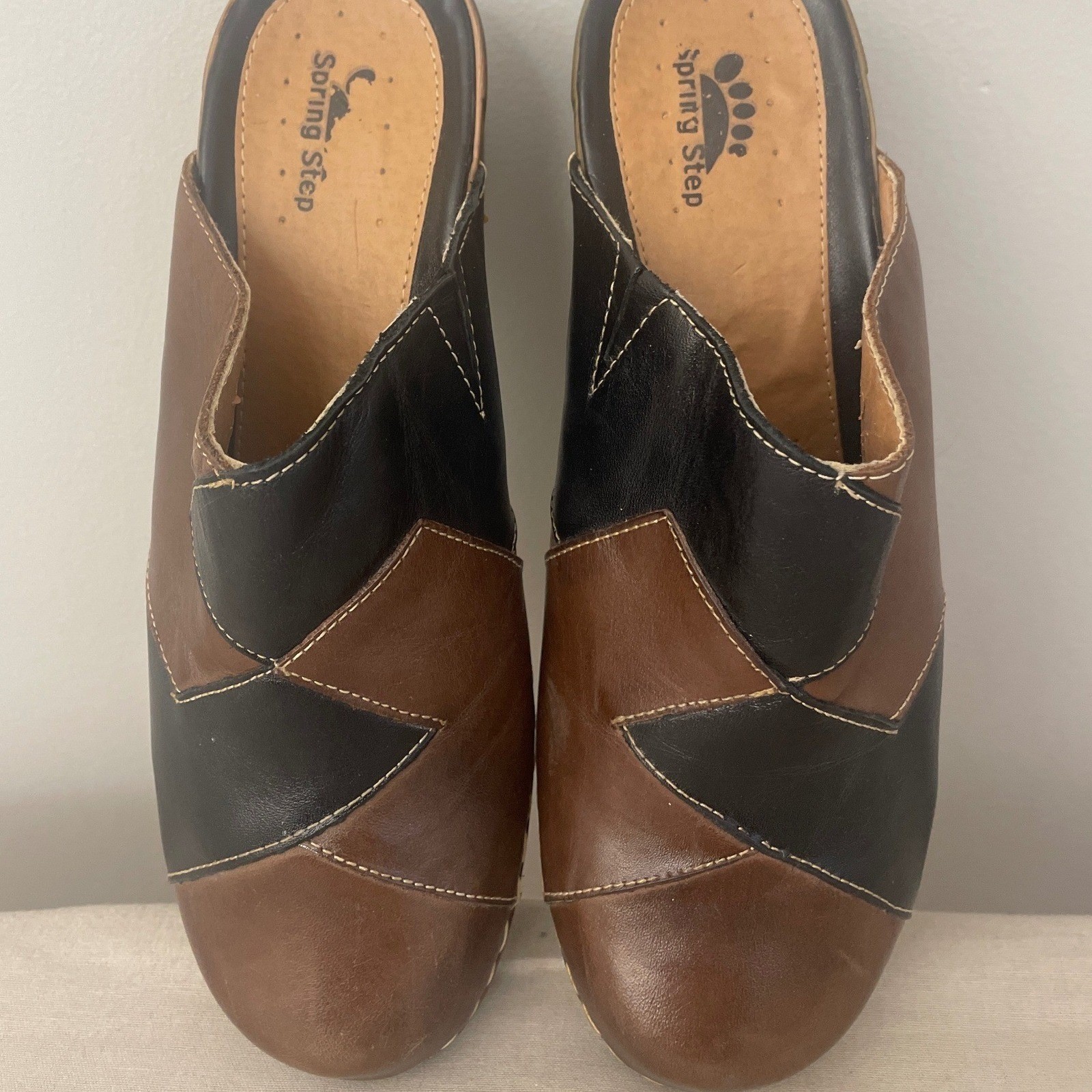Spring Step Women's Leather Patchwork Clogs Slip … - image 4