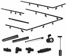 MRail 230V LED Schienensystem Schwarz GU10 Schienen, Spots & Verbinder Set